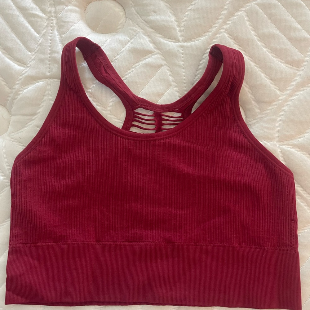 Red sports bra